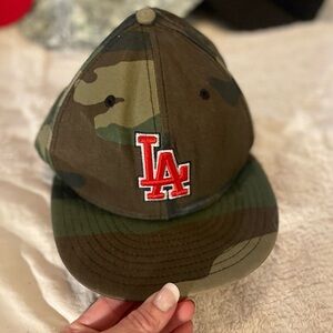 New Era Limited Edition: American Flag & Camouflage Cap with Red Logo